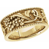 14K Yellow 9 mm Floral Band
